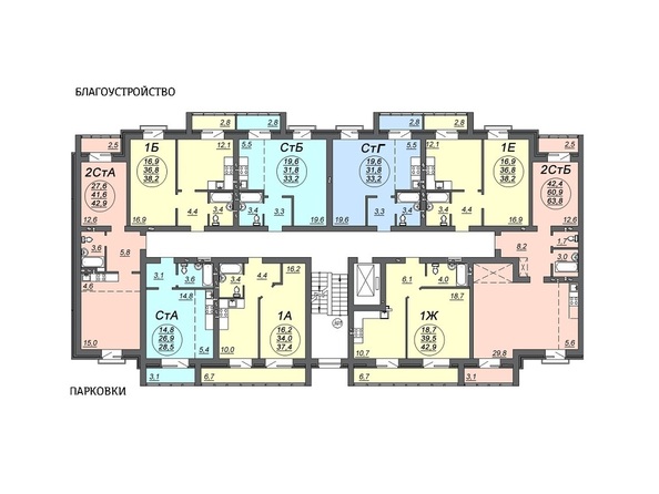 Подъезд 3. Планировка 3 этажа