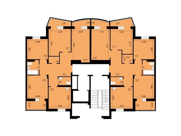 Блок-секция 4. Планировка 2, 3 этажей